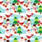 Cute Santa claus and colorful snowman seamless pattern.