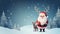 Cute Santa Claus with reindeer on minimalist background with copy space