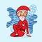 Cute Santa Claus In Yoga Pose