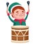 cute santa helper christmas character playing drum