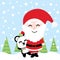 Cute Santa and panda smile on snow background vector cartoon, Xmas postcard, wallpaper, and greeting card