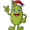 Cute Santa Pickle Cartoon Character ready for Christmas