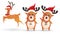 Cute santa`s reindeer set collection. Vector illustrations of deer isolated on white background with different pose emotion