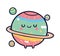 cute saturn planet smiling with others planets