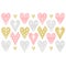 Cute Scandinavian Geometric Valentine`s Day background with hearts in neutral colors