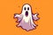 cute scared ghost halloween cartoon