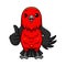 Cute scarlet tanager bird cartoon giving thumb up