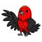 Cute scarlet tanager bird cartoon waving hand