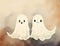 Cute scary ghost funny cartoon halloween autumn illustration horror white spooky character
