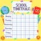 Cute school timetable for children with week day calendar and text space