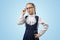 Cute Schoolgirl In Glasses Look Puzzled Copyspace