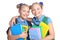 Cute schoolgirls with backpacks