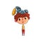 Cute scientist boy character working on physics science experiment, funny kid with antennas on his head vector