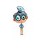 Cute scientist boy character working on physics science experiment, funny kid in fantastic headdress with antenna and