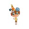 Cute scientist boy character working on science experiment, funny kid in fantastic headdress with experimental equipment
