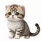 Cute Scottish Fold Kitten on White Background