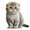 Cute Scottish Fold Kitten on White Background