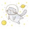 Cute scottishfold cat astronaut on starry space