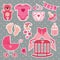 Cute scrapbooking elements for newborn baby girl