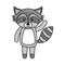 Cute scribble raccoon cartoon