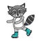 Cute scribble raccoon cartoon