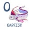 Cute Sea Animal Alphabet Series. O is for Oarfish.