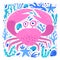 Cute sea crab hand drawn vector illustration