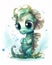 Cute Sea Horse Closeup Cartoon Seahorse Little Dragon Adorably Deep Splash Aliased Teal Clothes Creeper Wet Make Anthropomorphic