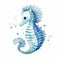 Cute Seahorse Watercolor Vector Illustration