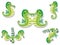 Cute Seahorses Cartoon Sticker Set. Vector Illustration With Cartoon Happy Animal