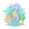 Cute seahorses has two wings and live in the sea