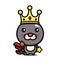 The cute seal animal cartoon character becomes the seal king wearing a crown