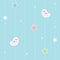 Cute seamless background with colorful dotted stars and pink birds. Children`s bedroom, baby nursery wallpaper.