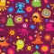 Cute seamless background with patterns and monsters