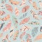 Cute seamless background vintage colored feathers.