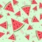 Cute seamless background with watermelon slices. Watermelon on a stick. Summer time. Vector