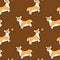 Cute seamless background with winking cartoon dog welsh corgi