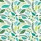 Cute seamless botanical pattern with hand drawn green leaves