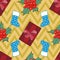 Cute seamless Christmas pattern on gold chevron background