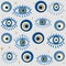 Cute seamless design vector pattern background illustration with greek evil eyes and stars