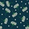Cute seamless floral pattern with yarrow - flowers on dark - blue background.