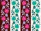 Cute seamless floral print for tapestry or wallpaper with vertical garlands of cosmos and bell flowers and small butterflies
