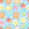 Cute seamless gentle summer and spring pattern with different flowers,