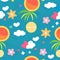 Cute seamless gentle summer and spring pattern with different flowers