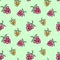 Cute seamless green polka dot background with raspberries, dewberry and bramble
