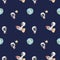 Cute seamless hand drawn watercolor astronaut travel in space pattern