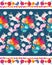 Cute seamless horizontal pattern with fantasy animals and birds and decorative floral frame. Unicorn, little fox and pigeon