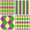 Cute seamless Mardi Gras pattern in trraditional colors