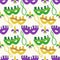 Cute seamless Mardi Gras pattern in trraditional colors