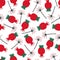 Cute seamless nature pattern with rose hip and dandelion.